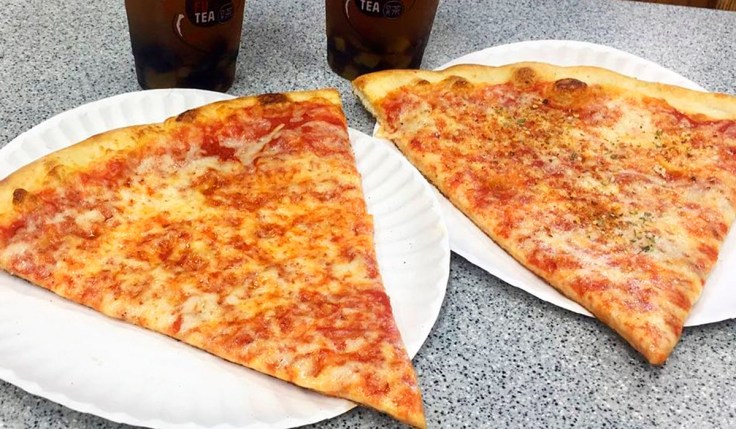 Classic New York style pizza slices at Joe's Pizza West Hollywood